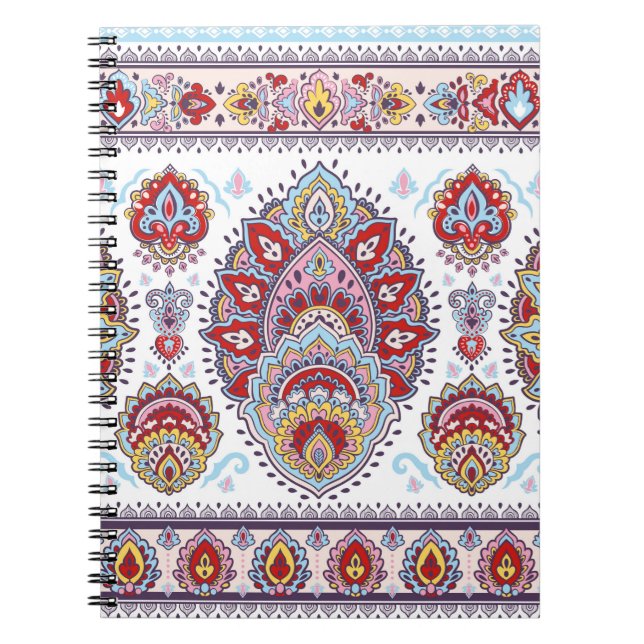Indian floral paisley medallion pattern. Ethnic Ma Notebook (Front)