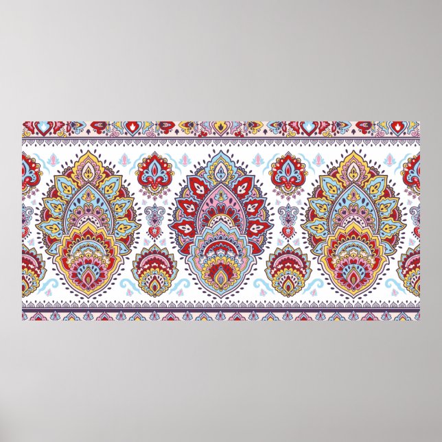 Indian floral paisley medallion pattern. Ethnic Ma Poster (Front)