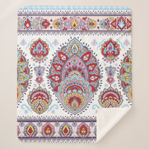 Indian floral paisley medallion pattern. Ethnic Ma Sherpa Blanket