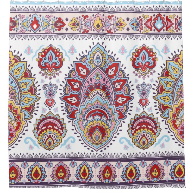 Indian floral paisley medallion pattern. Ethnic Ma Shower Curtain (Front)