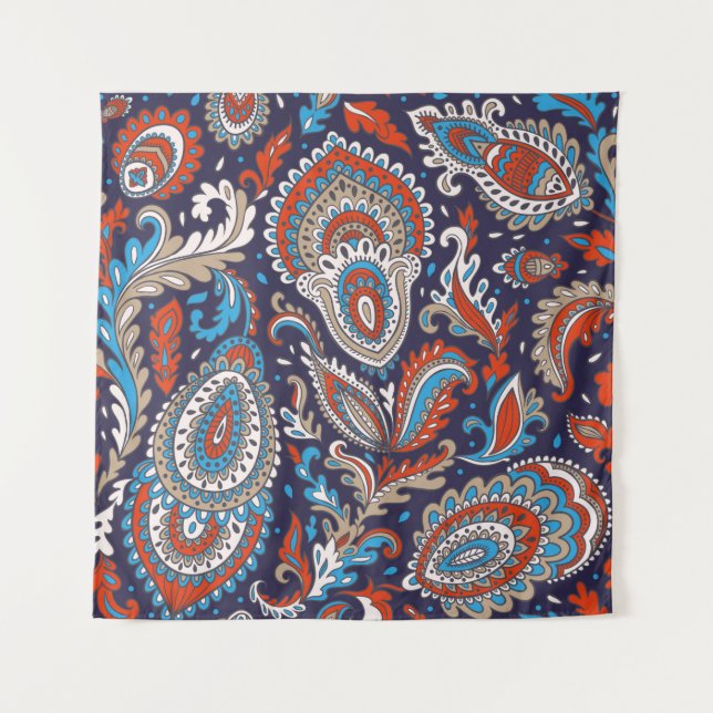 Indian floral paisley medallion pattern. Ethnic Ma Tapestry (Front)
