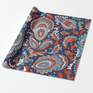 Indian floral paisley medallion pattern. Ethnic Ma Wrapping Paper