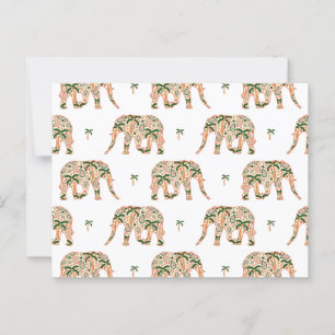 Indian Floral Paisley Ornate Elephants Postcard