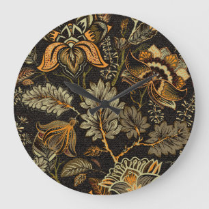 Indian floral paisley, seamless ethnic pattern. large clock