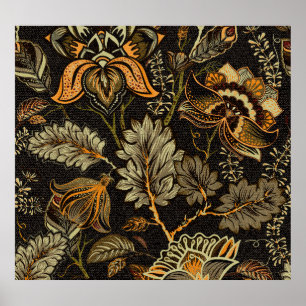 Indian floral paisley, seamless ethnic pattern. poster