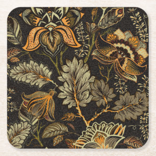 Indian floral paisley, seamless ethnic pattern. square paper coaster