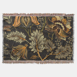 Indian floral paisley, seamless ethnic pattern. throw blanket