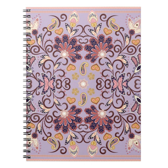 Indian floral tablecloth: lovely pastel pattern notebook (Front)
