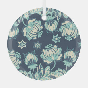Indian Floral Vintage Seamless Pattern Glass Tree Decoration
