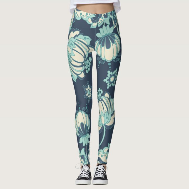 Indian Floral Vintage Seamless Pattern Leggings (Front)