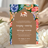 Indian Folk Art Elephant Beige Wedding