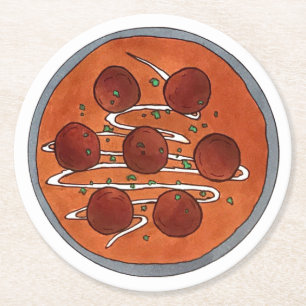 Indian Food Cuisine Malai Kofta Vegetarian Dish Round Paper Coaster