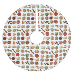 Indian Food Cuisine of India Restaurant Dishes Brushed Polyester Tree Skirt