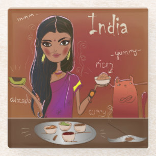 Indian Food Glass Coaster