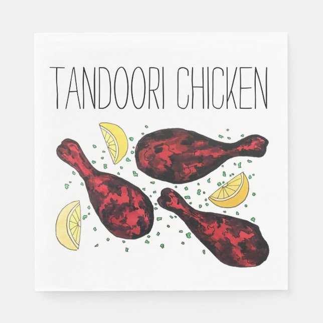 Indian Food Tandoor Cooking Tandoori Chicken Napkin (Front)