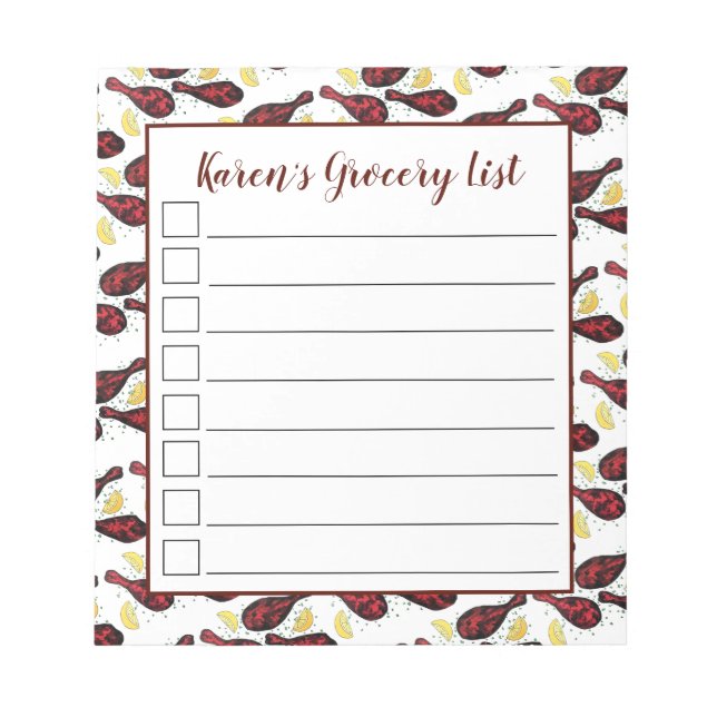 Indian Food Tandoor Cooking Tandoori Chicken Notepad (Front)