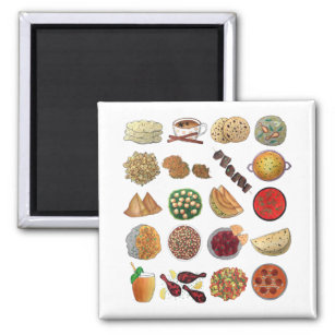 Indian Foods Dishes Cuisine of India Illustration Magnet