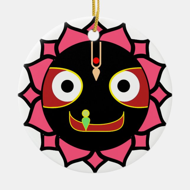 Indian fun Krishna motif Ceramic Tree Decoration (Front)