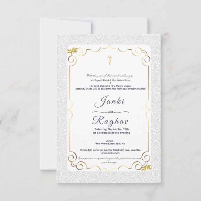 Indian ganesha minimalist wedding invitation (Front)