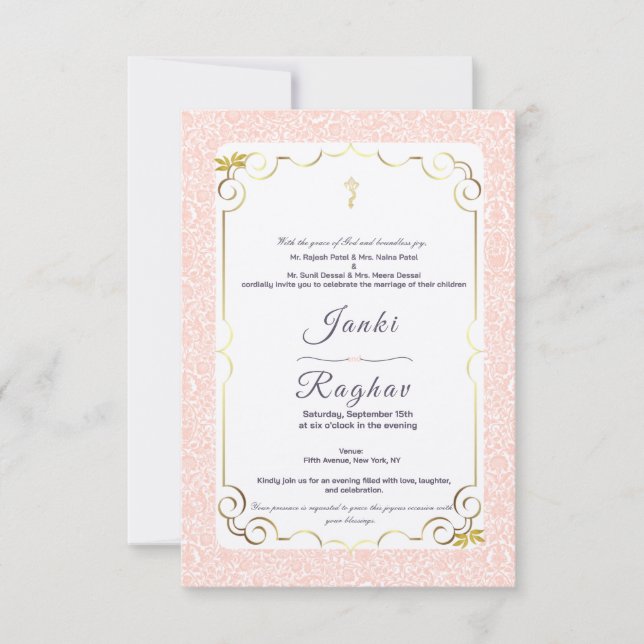 Indian ganesha minimalist wedding invitation (Front)