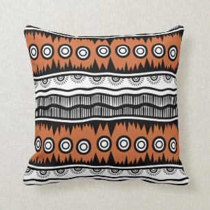 Indian Geographic Brown Tone Stripes   Cushion