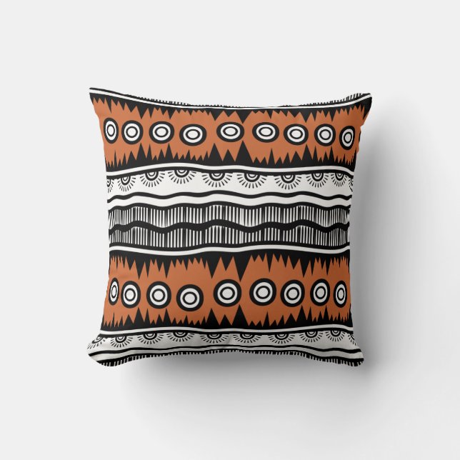 Indian Geographic Brown Tone Stripes  Cushion (Front)
