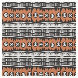 Indian Geographic Brown Tone Stripes Fabric