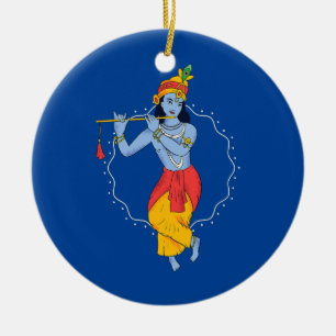 Indian girl playing musical instrument India  Ceramic Tree Decoration