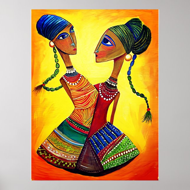 Indian Girls Dancing: Indian Art Poster (Front)