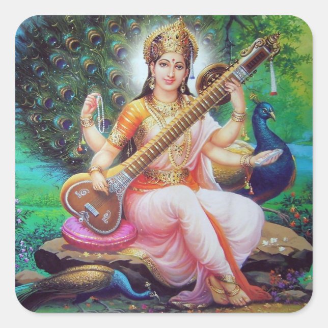 indian god square sticker (Front)