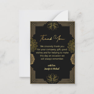  indian gold black geometric thank you wedding    card
