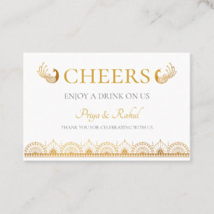 Indian Gold Pattern Wedding Drink Ticket