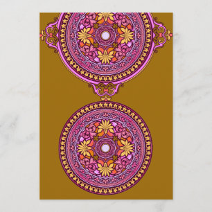 Indian Gold & Pink Discs Wedding Invitation