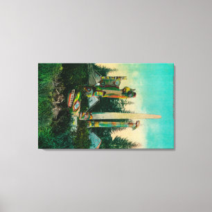 Indian Graves and Totems in Alaska StateState Canvas Print