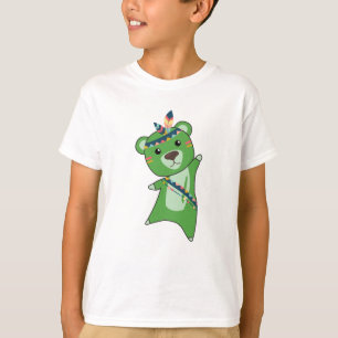 Indian Green Bear Fashing Teddy Feather T-Shirt