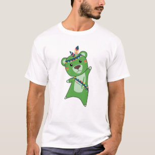 Indian Green Bear Fashing Teddy Feather T-Shirt