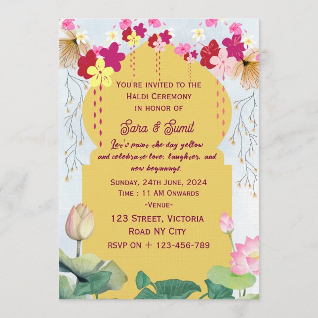 Indian Haldi Ceremony Invitations  (Front)