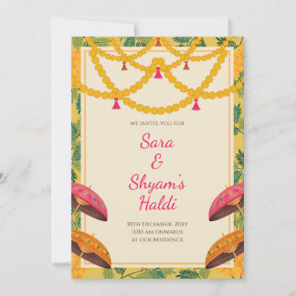 Indian Haldi Invite | Marigold Floral Yellow Card