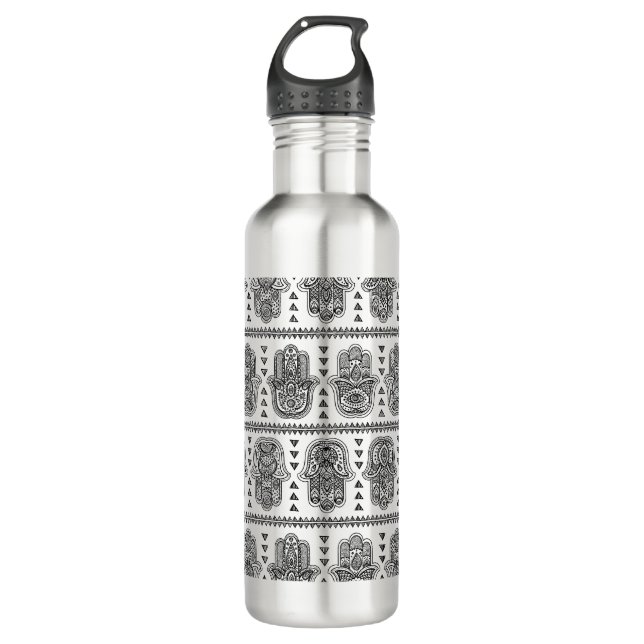Indian Hand Drawn Hamsa Doodle 710 Ml Water Bottle (Front)