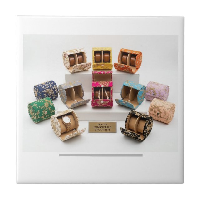 Indian Handmade Embroidered Bangle Box For Gift  Tile (Front)