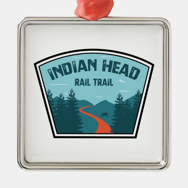 Indian Head Rail Trail Metal Tree Decoration (Front)