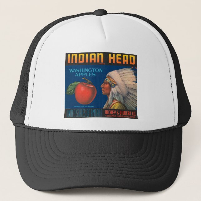 Indian Head Washington Apples Vintage Ad Trucker Hat (Front)