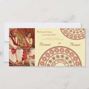 Indian Henna Wedding Thank You Photo Card