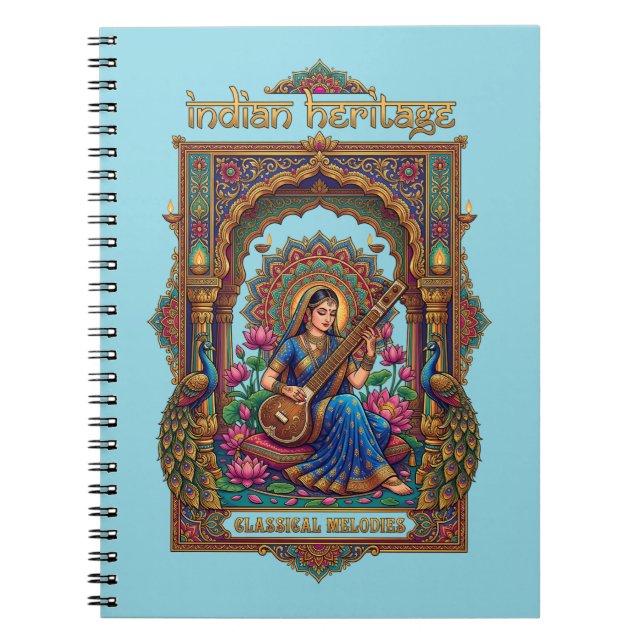 Indian Heritage: Classical Musician Veena Art Notebook (Front)