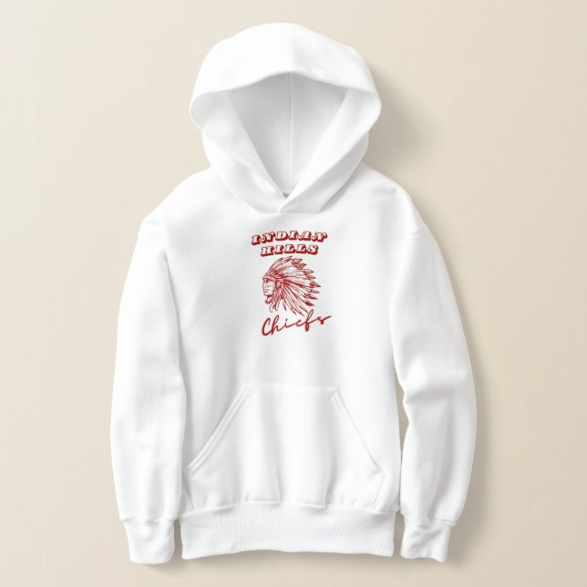 "Indian Hills Elementary Chiefs Organic Hoodie-QR (Laydown)