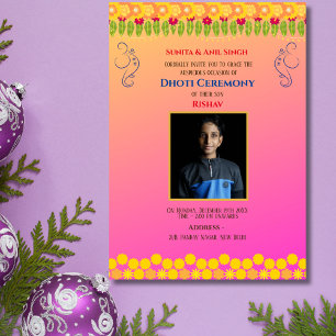 Indian Hindu Boy Dhoti Ceremony Pancha Kattu Invit Invitation