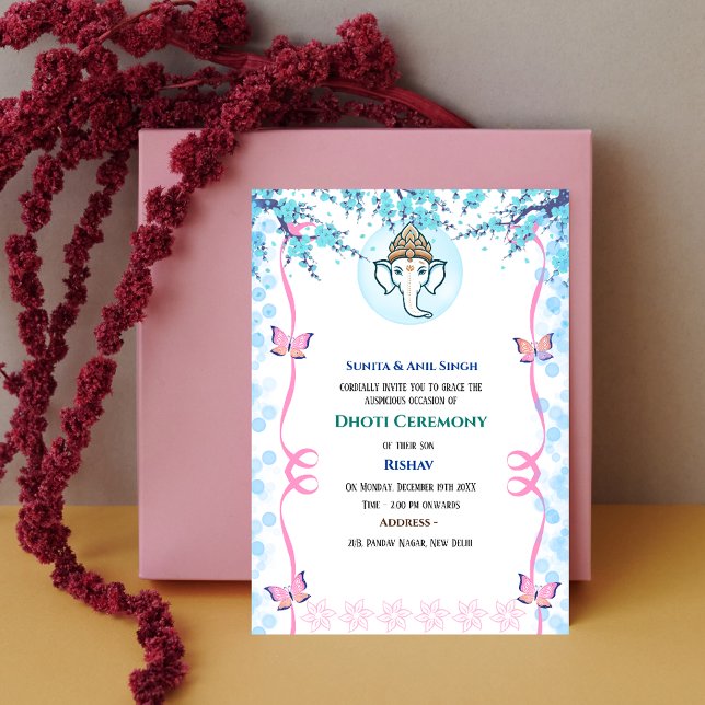 Indian Hindu Boy Dhoti Ceremony Pancha Kattu Invit Invitation (Creator Uploaded)