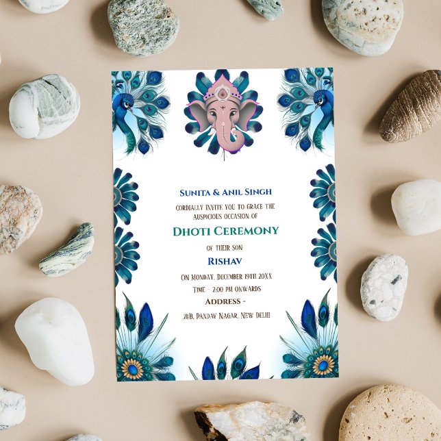 Indian Hindu Boy Dhoti Ceremony Pancha Kattu Invit Invitation (Creator Uploaded)