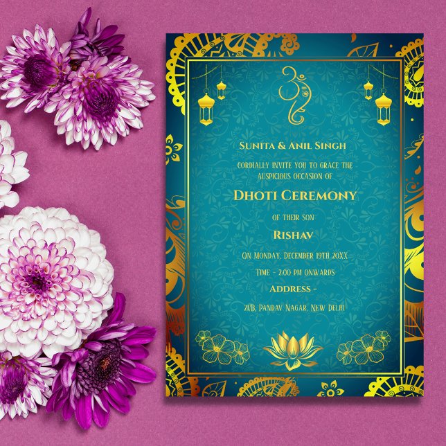 Indian Hindu Boy Dhoti Ceremony Pancha Kattu Invit Invitation (Creator Uploaded)