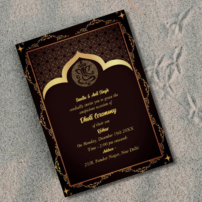 Indian Hindu Boy Dhoti Ceremony Pancha Kattu Invit Invitation (Creator Uploaded)